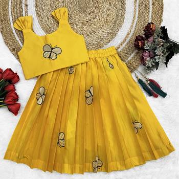 Kids Embroidery South Indian Traditional Pattu Pavadai Silk Blend Readymade Lehenga Choli Dress For Girls 1
