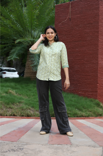 Senorita white 100% cotton printed full sleeve top