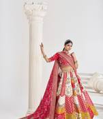 Multicolour Banarsi Mosaic scallop designer bridal lehnga