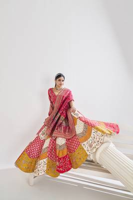 Multicolour Banarsi Mosaic scallop designer bridal lehnga 3
