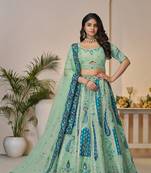 Royal Grandeur bridal Brown  Lehenga with Paisley and Peacock Motifs & Heavy Embroidery