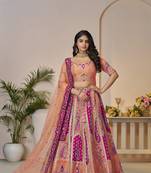 Sunrise orange Beautiful Traditional Designer Elegant Embroidery and Cut Work Silk Lehenga