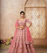 Adorable Pink silk  Embroidery  Wedding Wear Lehenga Choli