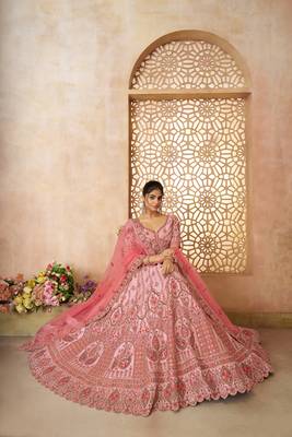 Adorable Pink silk  Embroidery  Wedding Wear Lehenga Choli 3