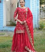 Beautiful Heavy Chinon Suit With Sequence Embroidered Work