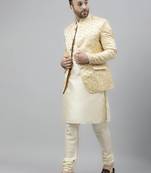 Cream ethnic polyester indo western set 