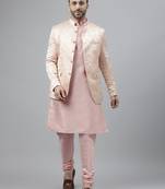 Pink printed   viscose indo western set 