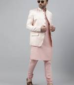 Pink ethnic polyester indo western set 