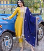 Heavy Chinon Suit With Sequence Embroidered Work