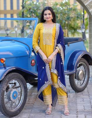 Heavy Chinon Suit With Sequence Embroidered Work 5