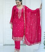 Heavy Blooming Vichitra Suit With Sequence Embroidered Work