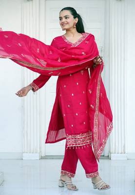 Heavy Blooming Vichitra Suit With Sequence Embroidered Work 3