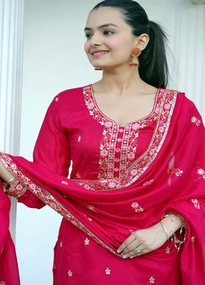 Heavy Blooming Vichitra Suit With Sequence Embroidered Work 4