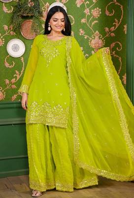 Heavy Georgette Suit With Sequence Embroidered Work 1