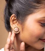 American diamond studs with baby pink stones