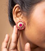 American diamond studs with pink stones
