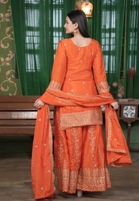 Heavy Chinon Suit With Sequence Embroidered Work 2