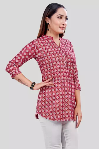  rayon printed short kurti