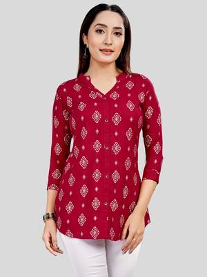  rayon printed short kurti 1