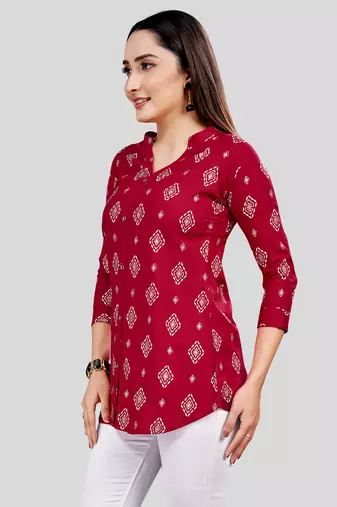  rayon printed short kurti