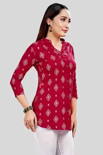  rayon printed short kurti