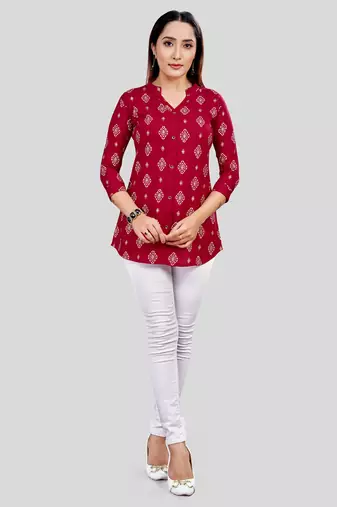  rayon printed short kurti