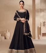 Black sequins and embroidery silk gown- free size stitching(size upto 42")