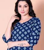 Navy Blue Color Cotton Co-ord Set with Top and Pant