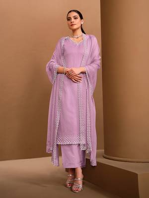 Trendmalls Women's Chiffon swarovski Work Kurta Palazzo Set With Dupatta 1