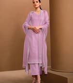 Trendmalls Women's Chiffon swarovski Work Kurta Palazzo Set With Dupatta