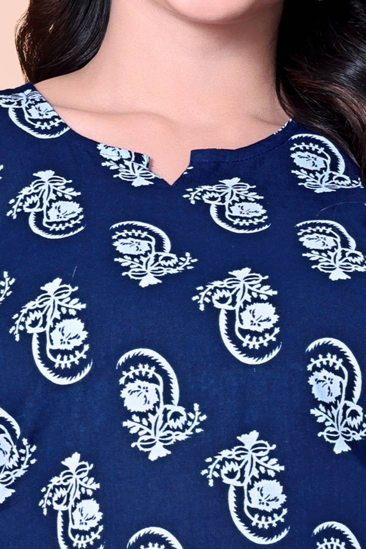 Navy Blue Color Cotton Top and Pant (Co-Ord Set)