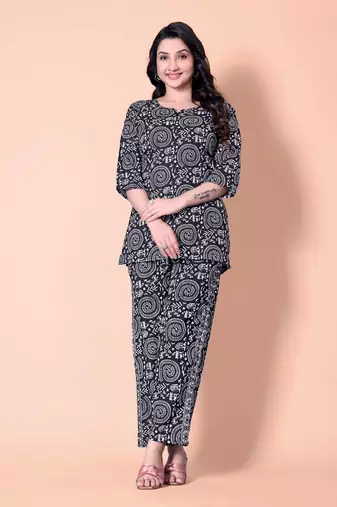 Black Color Cotton Top and Pant (Co-Ord Set)
