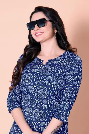 Navy Blue Color Cotton Top and Pant (Co-Ord Set)