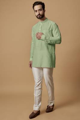 Pista green pintucked shirt kurta 1