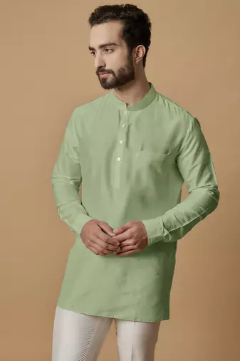 Pista green pintucked shirt kurta