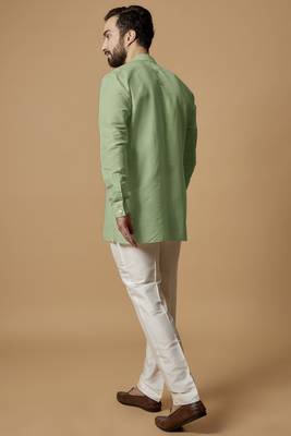 Pista green pintucked shirt kurta 3