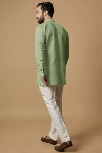 Pista green pintucked shirt kurta