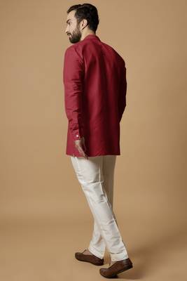 Red pintucked shirt kurta 3