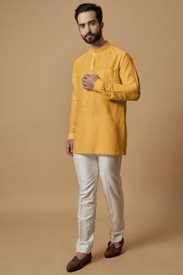 Orange pintucked shirt kurta 1