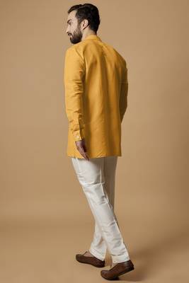 Orange pintucked shirt kurta 3