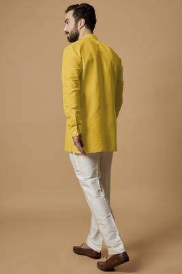 Yellow pintucked shirt kurta 3