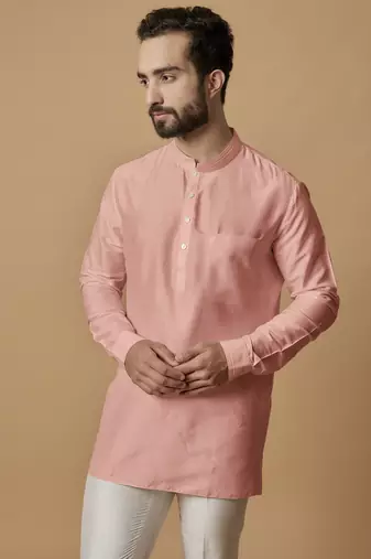 Salmon pintucked shirt kurta
