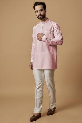 Baby pink pintucked shirt kurta 1