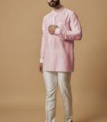 Baby pink pintucked shirt kurta