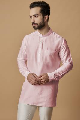Baby pink pintucked shirt kurta 2