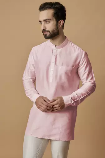Baby pink pintucked shirt kurta