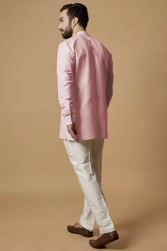 Baby pink pintucked shirt kurta