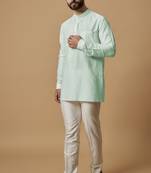 Mint pintucked shirt kurta
