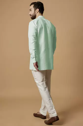 Mint pintucked shirt kurta