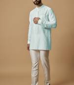 Sky blue pintucked shirt kurta